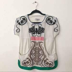 Anthropologie Isato Embroidered Peasant Blouse
